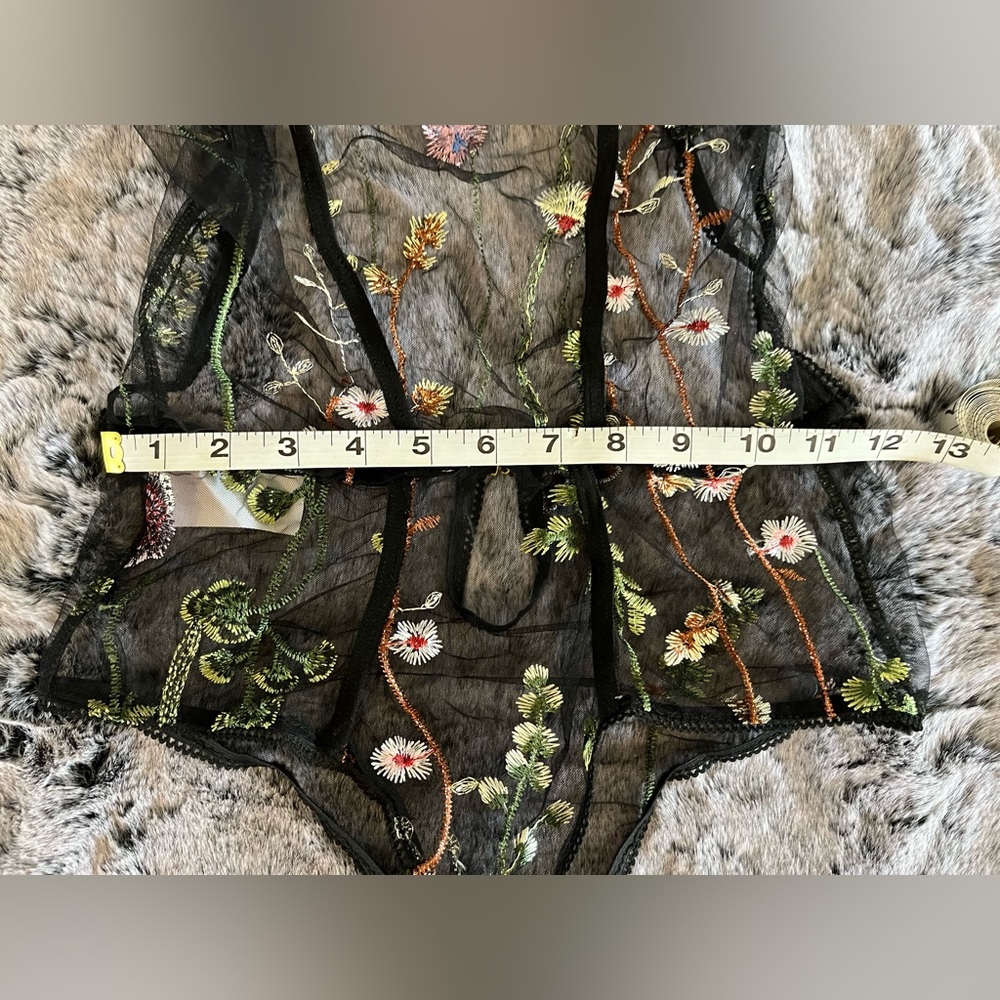 Floral embroidered black lace mesh sexy bodysuit lingerie teddy, multi sizes NWT - Picture 7 of 7